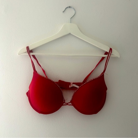 Sentiments Red  Rhinestone Bra - Picture 1 of 7